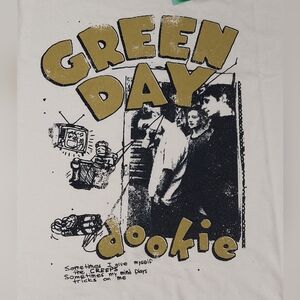 Green Day Dookie Concert Merch Tee Womens XL Creme Festival Summer Band Faces 0